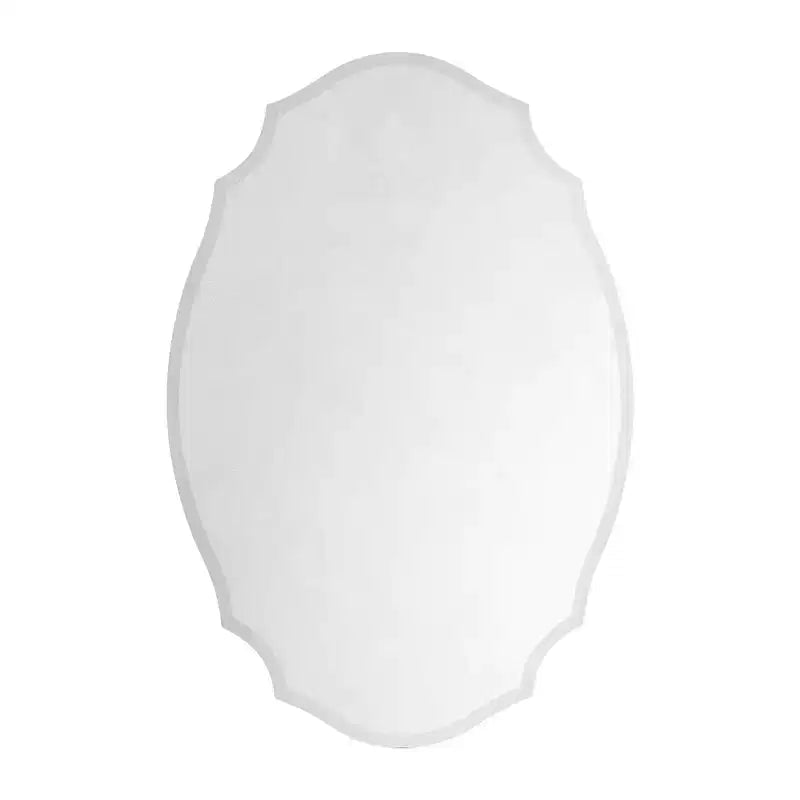 Biała nieregularna owalna bezramowa szafka łazienkowa z lustrem montowana natynkowo – 50,8x76,2 cm, 1-drzwiowa