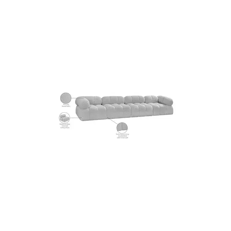 Modułowa sofa szara boucle, 1-osobowa