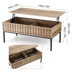 Stolik kawowy podnoszony Teak Brown z ukrytym schowkiem, 43"