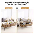 Stolik kawowy podnoszony Teak Brown z ukrytym schowkiem, 43"