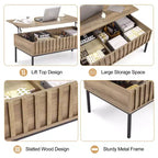 Stolik kawowy podnoszony Teak Brown z ukrytym schowkiem, 43"