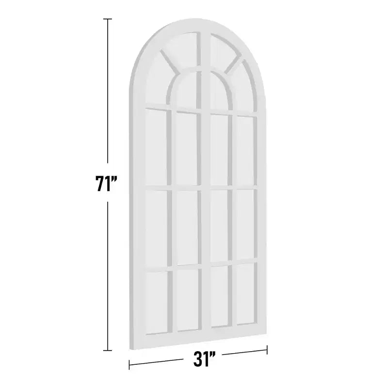 Lustro łukowe z litego drewna z kratką, 180x80 cm – Brązowe / Białe, 1-osobowe