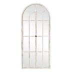 Lustro łukowe z litego drewna z kratką, 180x80 cm – Brązowe / Białe, 1-osobowe