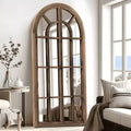 MAYEERTY Full-Length Mirror Solid Wood Grid Right Angle Arch 71x31x1in Openable No Stand