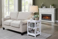 HomeStock Belmont Square End Table with Large Surface and Two Open Shelves, Symmetrical Frame Design, MDF Accent Side Table for Home Use