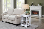 HomeStock Belmont Square End Table with Large Surface and Two Open Shelves, Symmetrical Frame Design, MDF Accent Side Table for Home Use