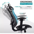 Czarny, ergonomiczny fotel biurowy siatkowy dla 1 osoby