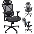 Czarny, ergonomiczny fotel biurowy siatkowy dla 1 osoby