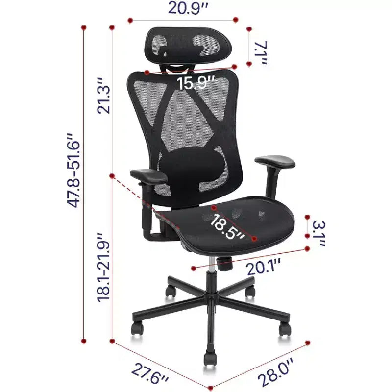 Czarny, ergonomiczny fotel biurowy siatkowy dla 1 osoby