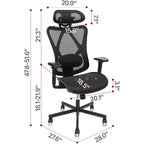Czarny, ergonomiczny fotel biurowy siatkowy dla 1 osoby