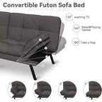 Wielokolorowa, rozkładana sofa futon 71", 2-osobowa z regulowanym oparciem i podłokietnikami