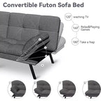 Wielokolorowa, rozkładana sofa futon 71", 2-osobowa z regulowanym oparciem i podłokietnikami