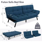 Wielokolorowa, rozkładana sofa futon 71", 2-osobowa z regulowanym oparciem i podłokietnikami