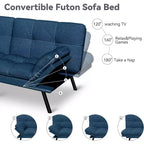 Wielokolorowa, rozkładana sofa futon 71", 2-osobowa z regulowanym oparciem i podłokietnikami