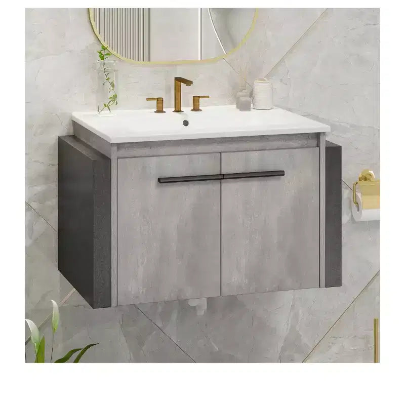 24 in Bathroom Vanity Ceramic Basin Cabinet With Sink Combo Wall Mounted Modern Vanity Bathroom Storage Cabinet Modern Storage Cabinet