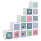 vidaXL Cube Storage Cabinet for Kids with 15 Cubes Organizer Bookcase White PP - White 61 60.6