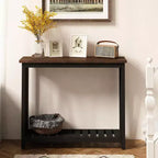Konsola Rustykalna Black Frame Brown Top z Dolną Półką, 1-osobowa