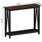 Konsola Rustykalna Black Frame Brown Top z Dolną Półką, 1-osobowa