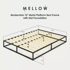 Czarna metalowa platforma do łóżka King-size ze stelażem z drewnianych listew, dla 1 osoby