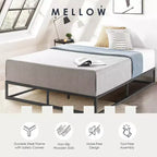 Czarna metalowa platforma do łóżka King-size ze stelażem z drewnianych listew, dla 1 osoby