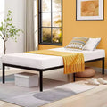 FurnitureR Twin Size Metal Bed Frame with Metal Slats, Heavy Duty Platform Mattress Foundation with Under Bed Storage, Non-Slip Support, Black