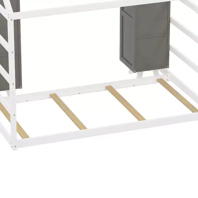 Łóżko podłogowe Montessori dla dzieci, pojedyncze – szare/naturalne, 1-osobowe