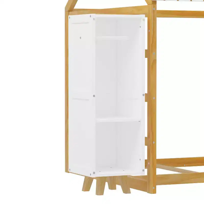 Łóżko podłogowe Montessori dla dzieci, pojedyncze – szare/naturalne, 1-osobowe