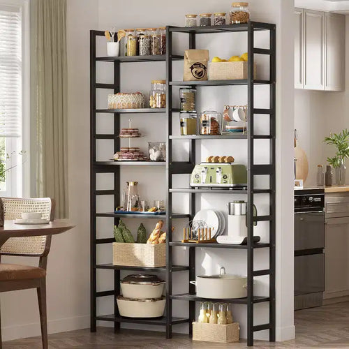 Besiost 41-In Bookshelf with 12 Open Shelves, Bamboo Display Storage Shelving Unit
