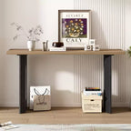 Nowoczesna Konsola ze Stożkowymi Nóżkami – Czarna / Naturalna, 1 Sztuka