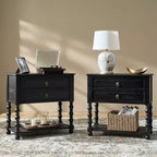 Jerardo 30 Wysoki stolik nocny z 2 szufladami i wbudowanymi gniazdami ładowania, zestaw 2 szt. | ARTFUL LIVING DESIGNS