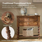 Jerardo 30 Wysoki stolik nocny z 2 szufladami i wbudowanymi gniazdami ładowania, zestaw 2 szt. | ARTFUL LIVING DESIGNS