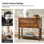 Jerardo 30 Wysoki stolik nocny z 2 szufladami i wbudowanymi gniazdami ładowania, zestaw 2 szt. | ARTFUL LIVING DESIGNS