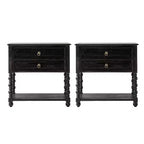 Jerardo 30 Wysoki stolik nocny z 2 szufladami i wbudowanymi gniazdami ładowania, zestaw 2 szt. | ARTFUL LIVING DESIGNS