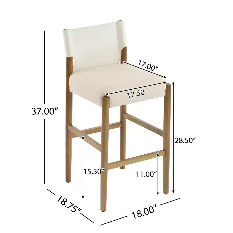 Homy Casa Zestaw 2 nowoczesnych stołków barowych z litego drewna o wysokości 72,4 cm z tapicerowanymi siedziskami, białe