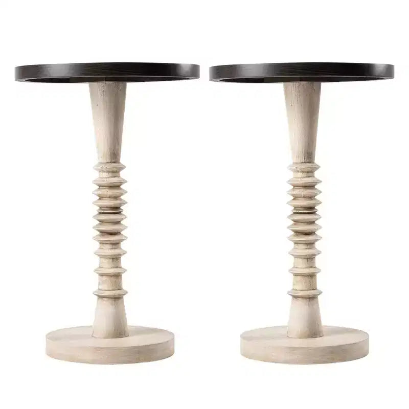 COZAYH Pedestal Tray Top End Table for Drinks, Lamps or Plants, Black, Set of 2