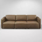 Art Leon Luxury Genuine Leather 3-Seater Modular Sectional Sofa Couch
