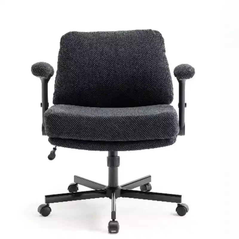 Criss-Cross Chair on Wheels C Flip Arms, Thick Cushion Wide Seat, Swivel Desk for Home/Apartment