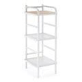 Home Zone Living 3-Tier Freestanding Storage Organizer with Bamboo Accent and Steel Frame, Vertical Space-Saving Shelf, White