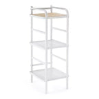 Home Zone Living 3-Tier Freestanding Storage Organizer with Bamboo Accent and Steel Frame, Vertical Space-Saving Shelf, White