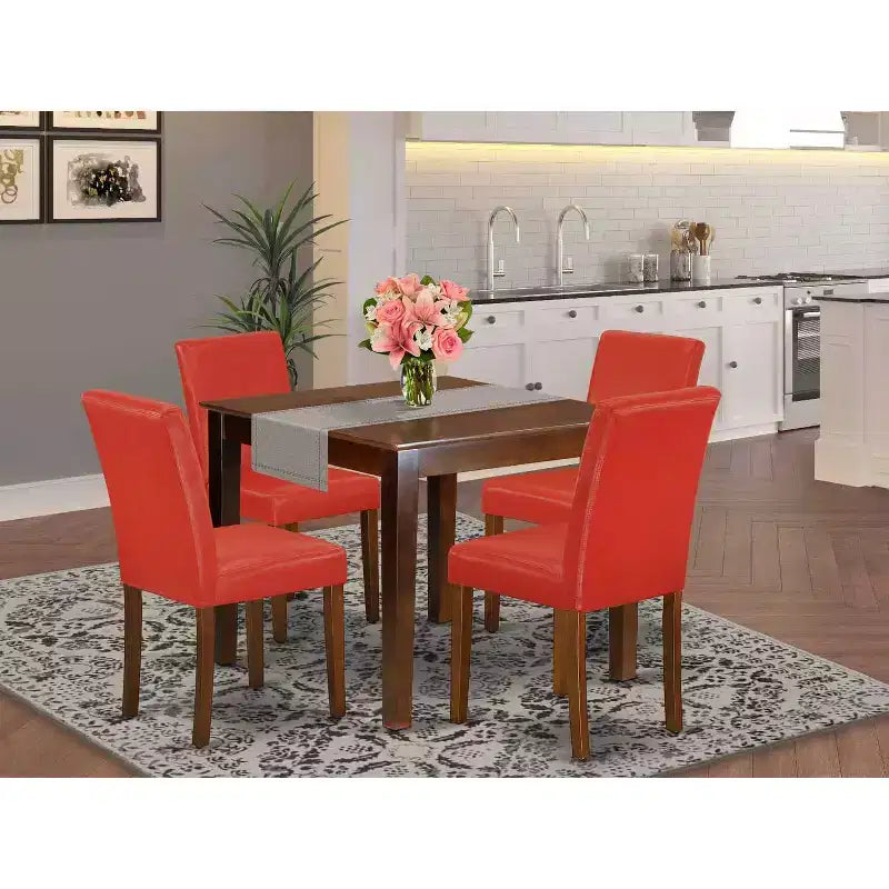 Nowoczesny zestaw jadalniany 5-częściowy - Stół i krzesła w stylu Mid Century - Meble do jadalni z drewna 36x36 cali