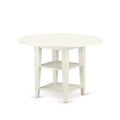 5-Piece Linen White Finish Solid Wood Top - Round Dining Room Set - Seats 4