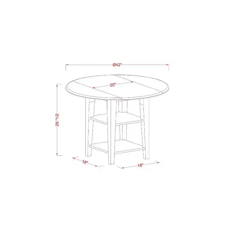 5-częściowy zestaw do jadalni z litego drewna w kolorze białego lnu - Okrągły stół - Mieści 4 osoby