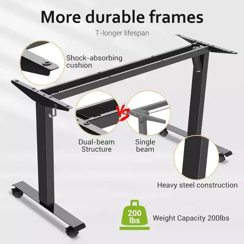 Czarne elektryczne biurko stojące, 160 × 61 cm, dla jednej osoby