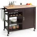 Costway 4-Tier Wood Kitchen Island Trolley Cart Storage Cabinet w/ Rack & Drawer