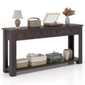 Costway 63 Farmhouse Entryway Table with 4 Storage Drawers and Open Shelf Espresso