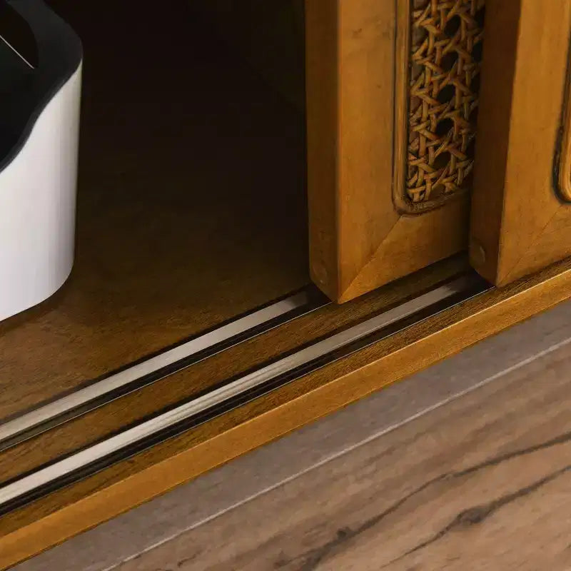 Jasne drewno, szafka RTV w stylu mid-century o długości 150 cm, na telewizory do 65 cali