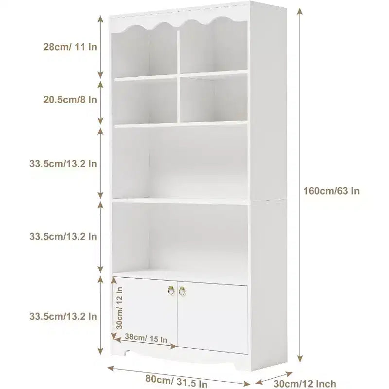 5-poziomowy drewniany regał stojący, wysoki na 160 cm, szafka ekspozycyjna, wolnostojący regał na książki, do domowego biura, gabinetu, kuchni